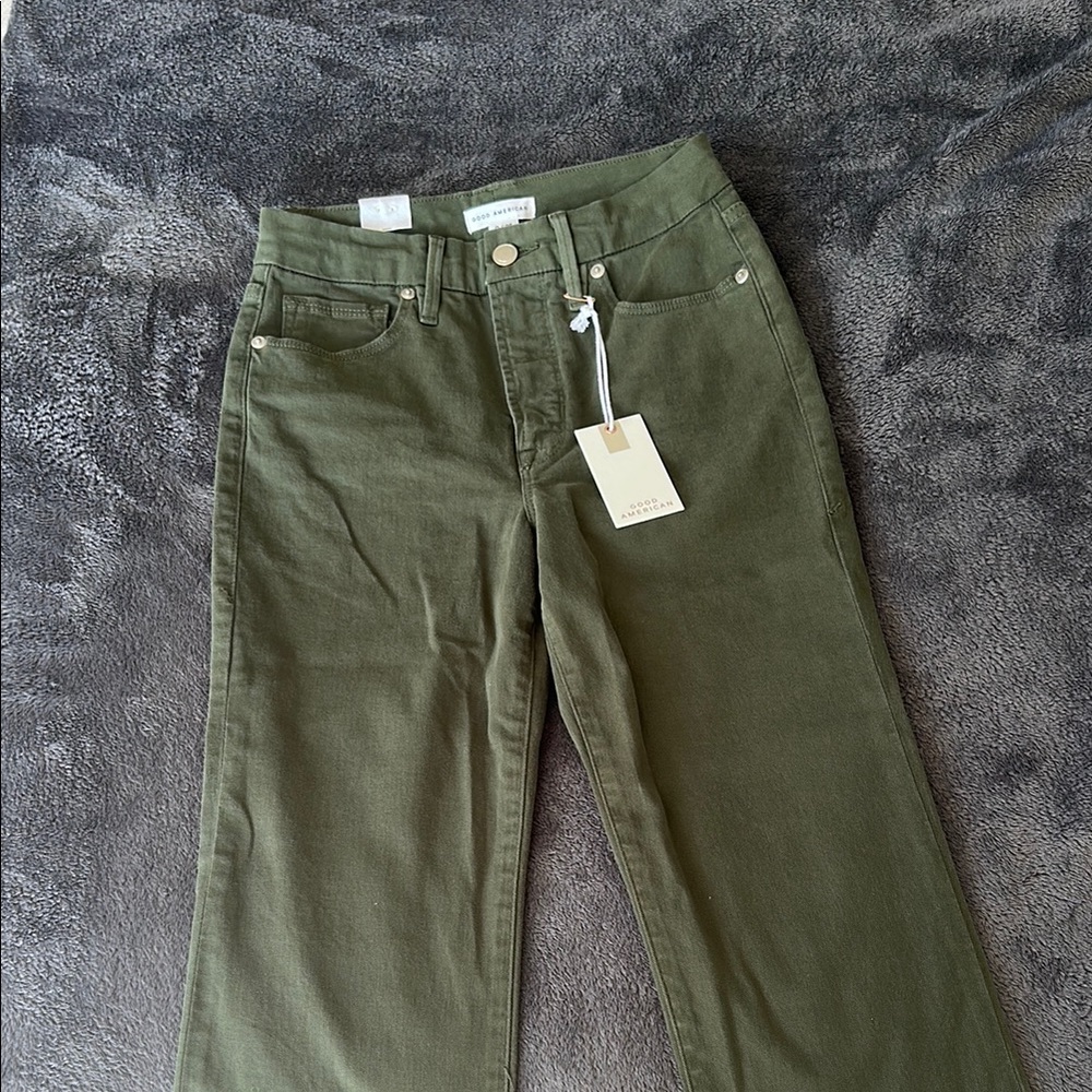 NWT! Good American Good Classic Twill Straight Leg Pants, Size 25